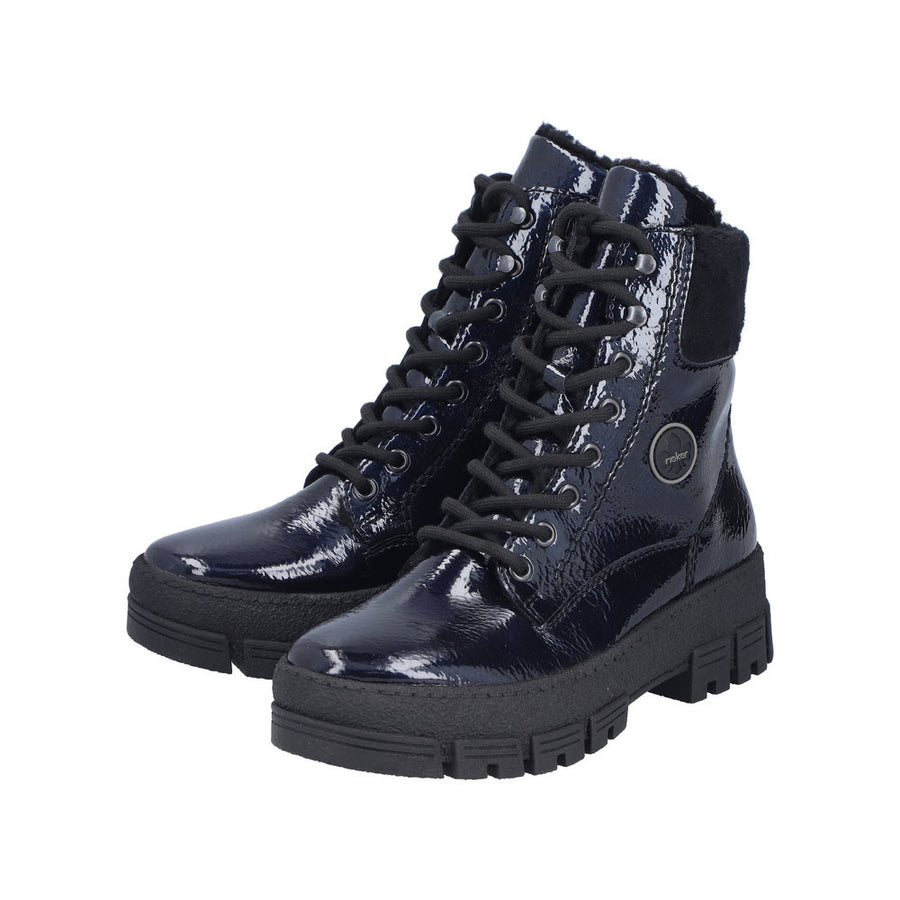 Rieker Y0220-14 Womens Wide Fit Warm Lined Blue Boots