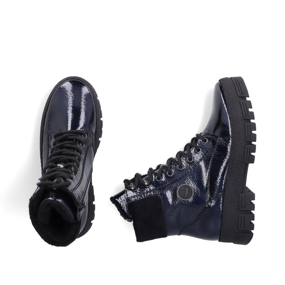 Rieker Y0220-14 Womens Wide Fit Warm Lined Blue Boots