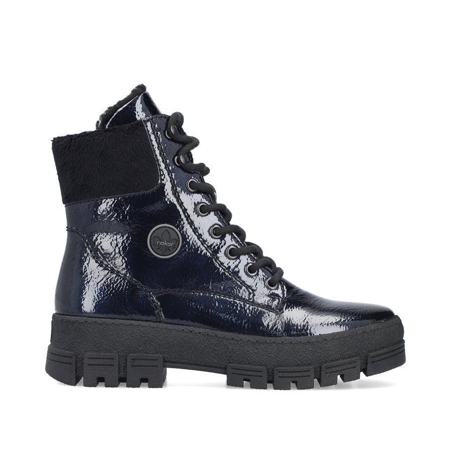 Rieker Y0220-14 Womens Wide Fit Warm Lined Blue Boots