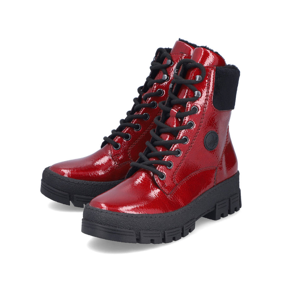 Rieker Y0220-33 Womens Wide Fit Warm Lined Red Boots