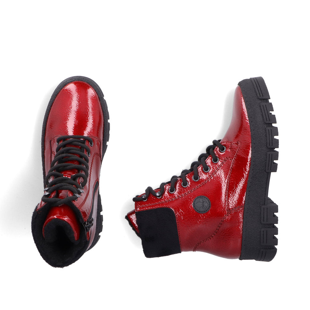 Rieker Y0220-33 Womens Wide Fit Warm Lined Red Boots