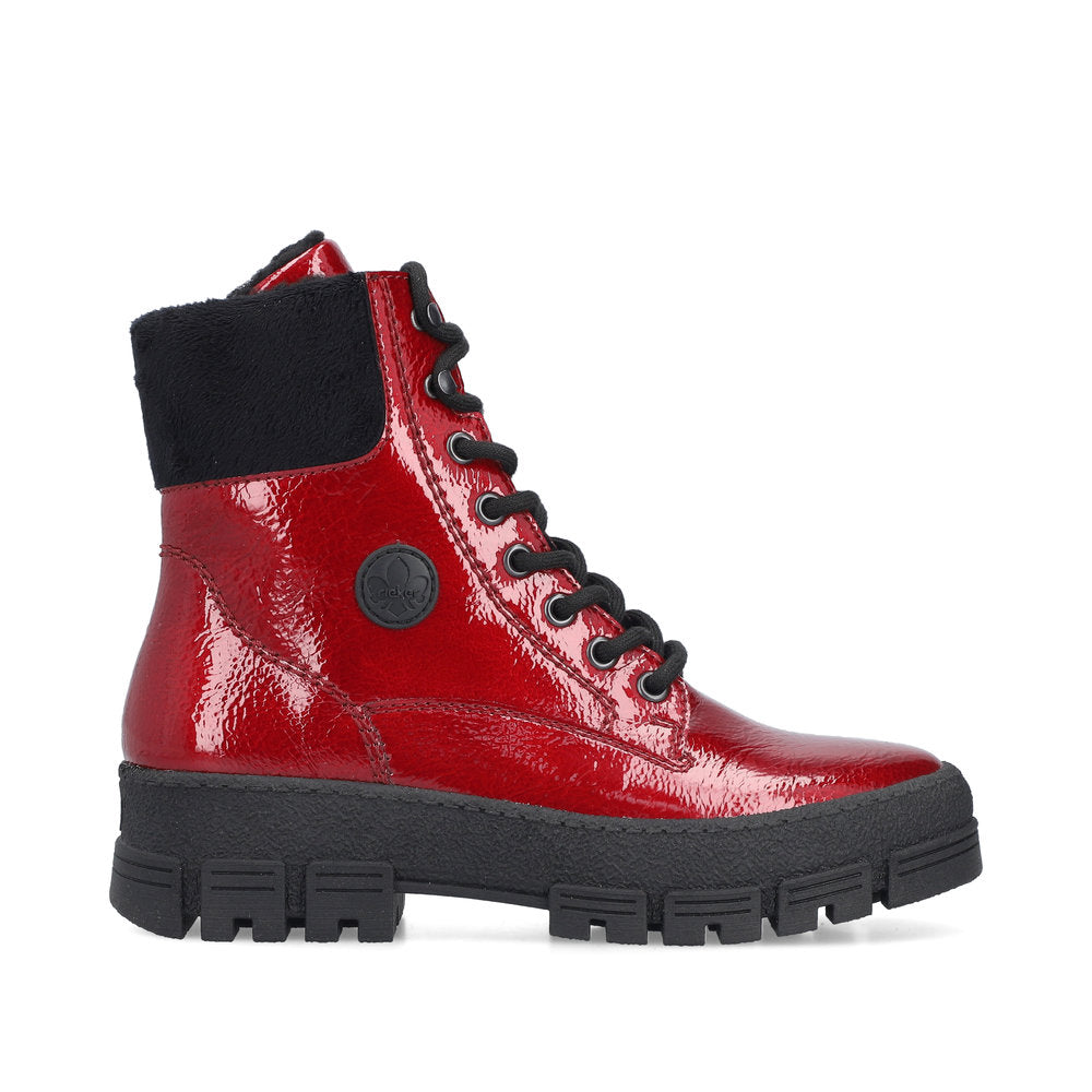 Rieker Y0220-33 Womens Wide Fit Warm Lined Red Boots