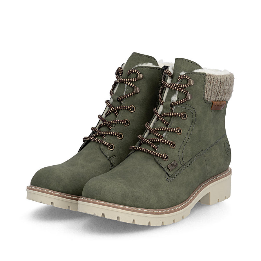 Rieker Y9118-54 Womens Waterproof Warm Lined Green Boots