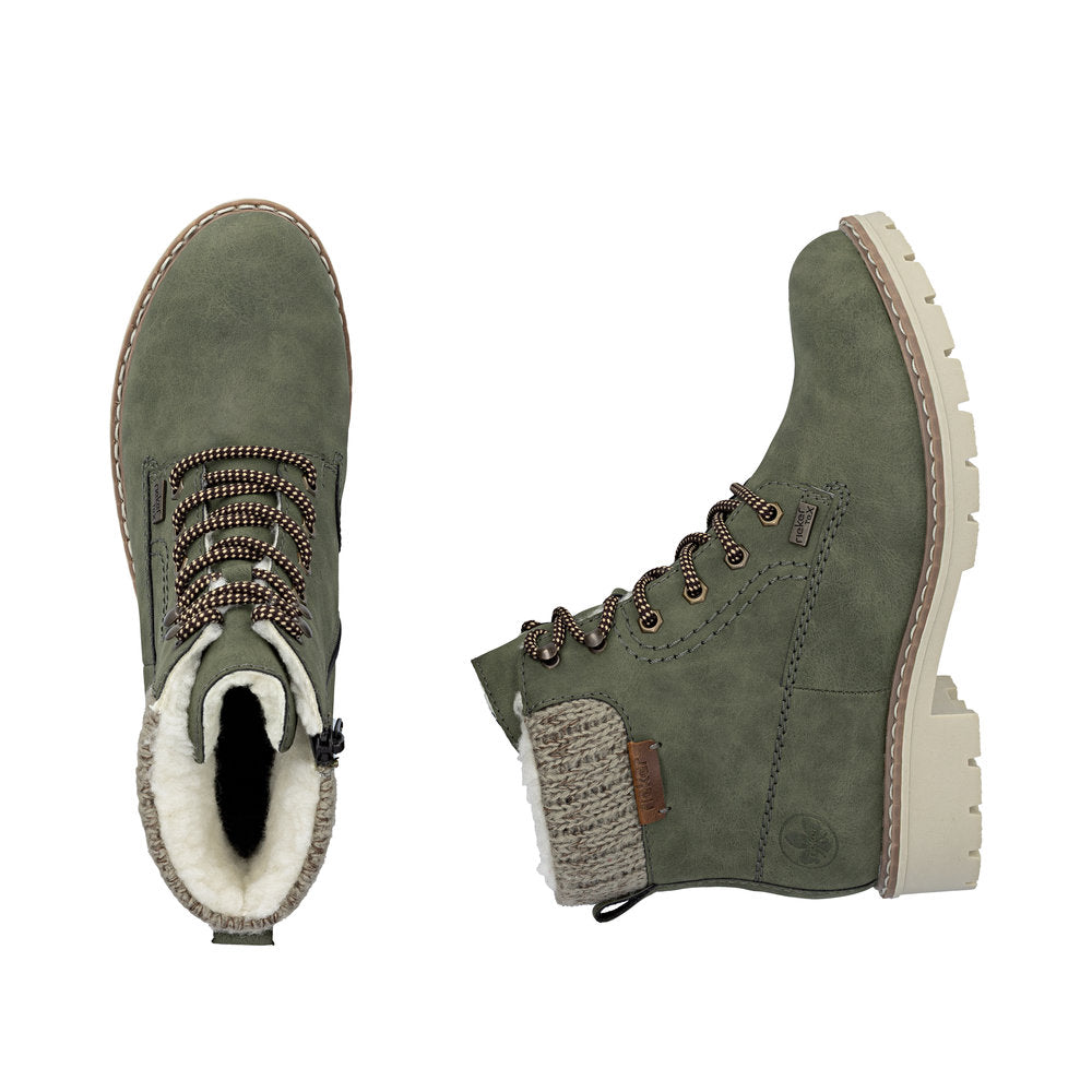 Rieker Y9118-54 Womens Waterproof Warm Lined Green Boots