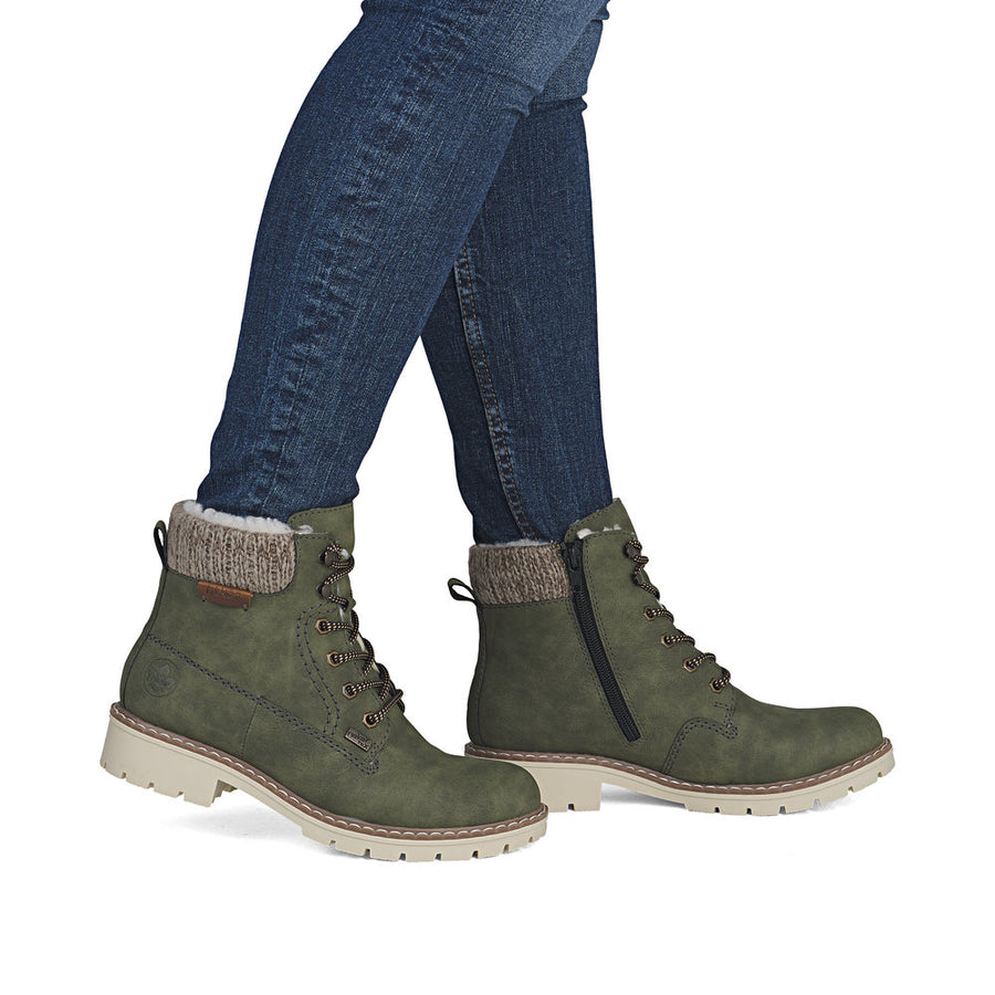 Rieker Y9118-54 Womens Waterproof Warm Lined Green Boots