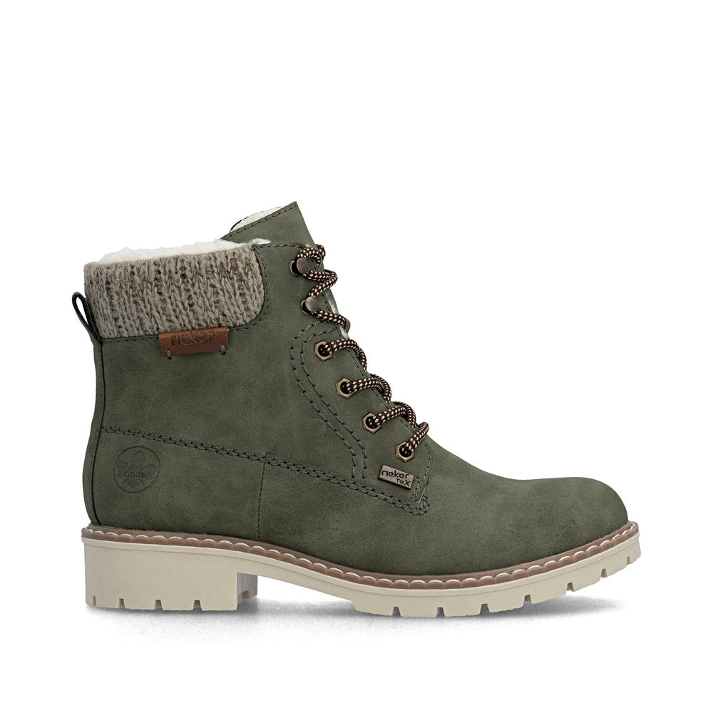 Rieker Y9118-54 Womens Waterproof Warm Lined Green Boots