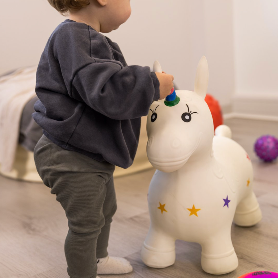 Happy Hopperz WHITE UNICORN - Space Hopper For Little