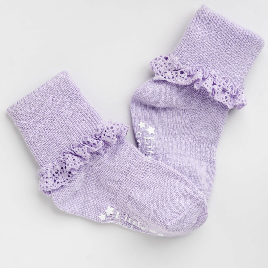 The Little Sock Company Frilly Non-Slip Stay-On Baby and Toddler Socks - Amethyst