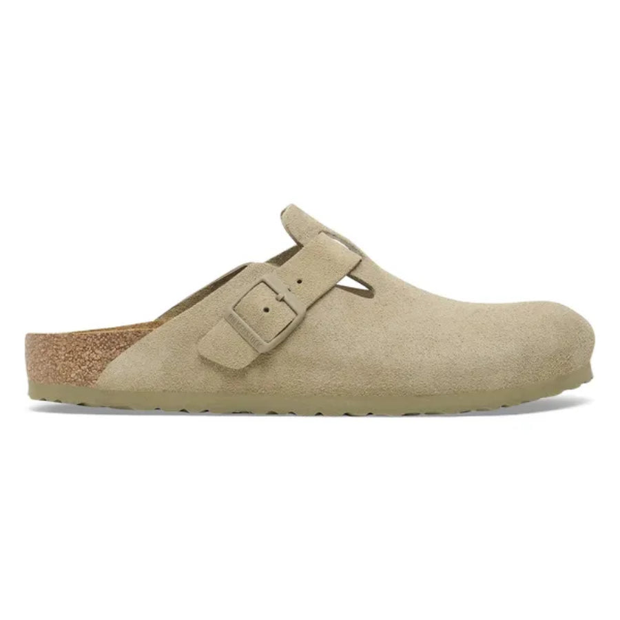 Birkenstock Boston Suede Leather Faded Khaki 1025844 Mule