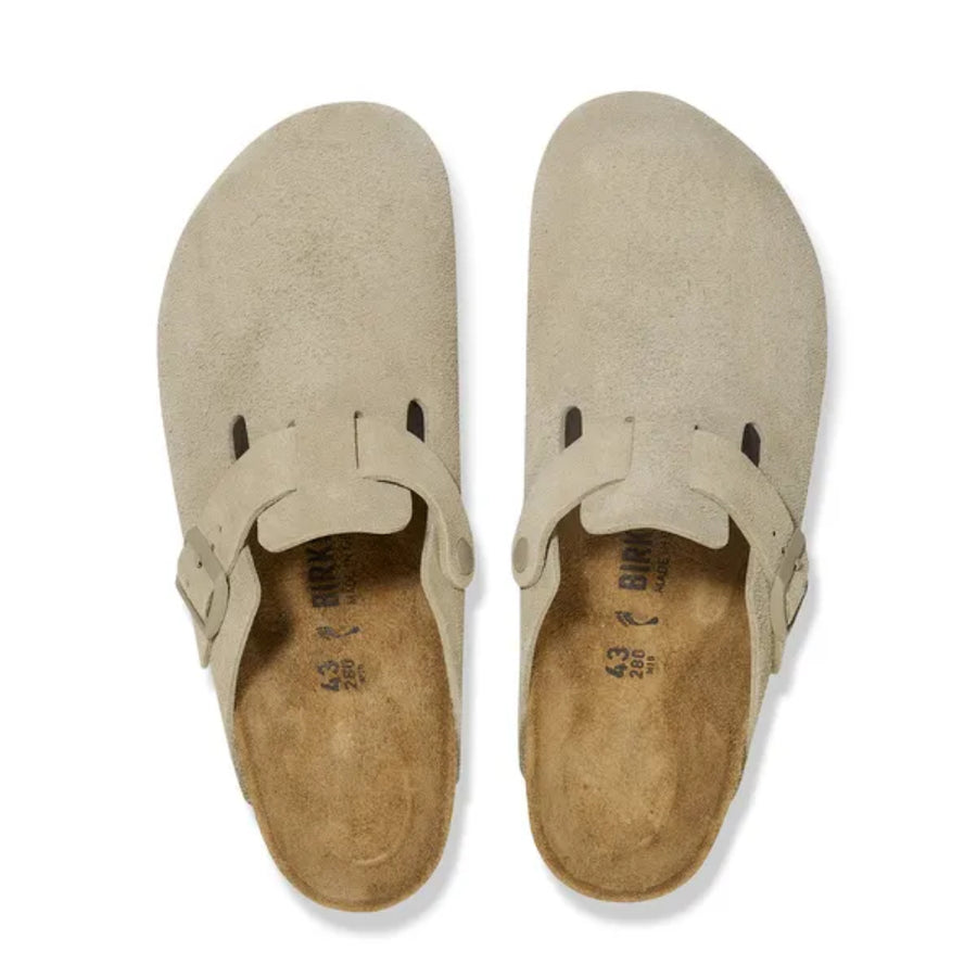 Birkenstock Boston Suede Leather Faded Khaki 1025844 Mule