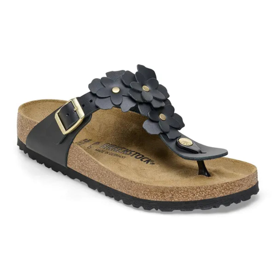 Birkenstock Gizeh Flower Leather Black 1026693 Sandals