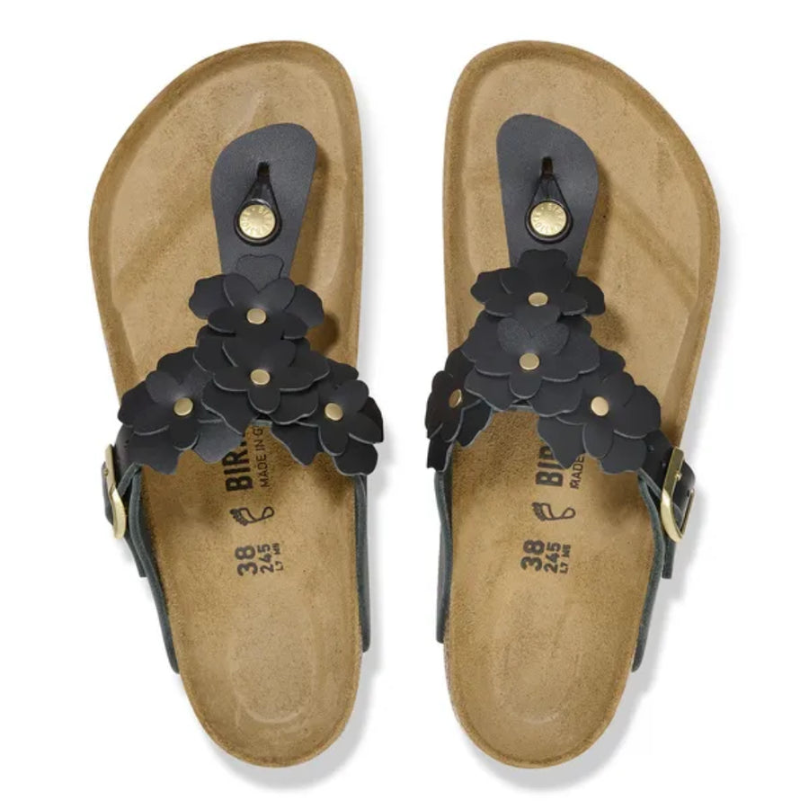 Birkenstock Gizeh Flower Leather Black 1026693 Sandals