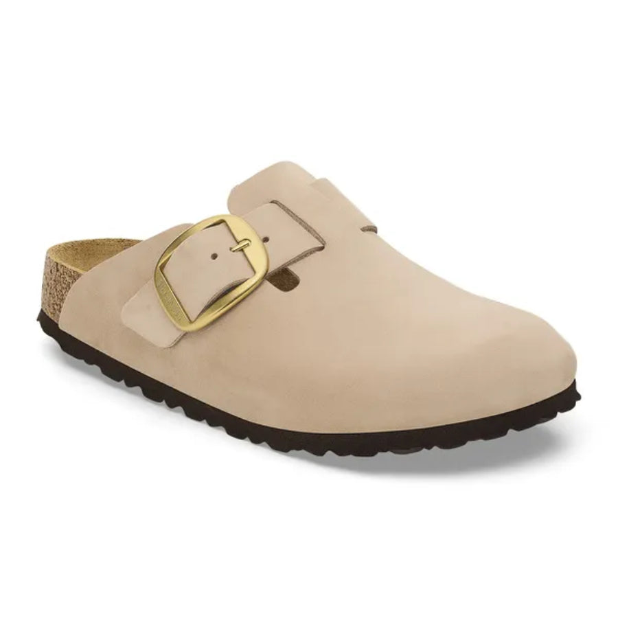 Birkenstock Boston Big Buckle Nubuk Leather Sandcastle 1028052 Narrow Fit Mule