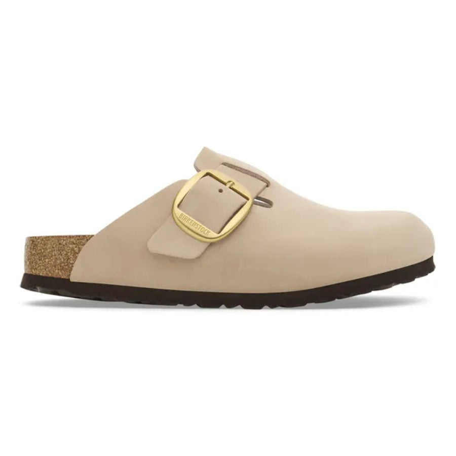 Birkenstock Boston Big Buckle Nubuk Leather Sandcastle 1028052 Narrow Fit Mule