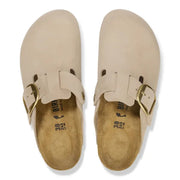 Birkenstock Boston Big Buckle Nubuk Leather Sandcastle 1028052 Narrow Fit Mule