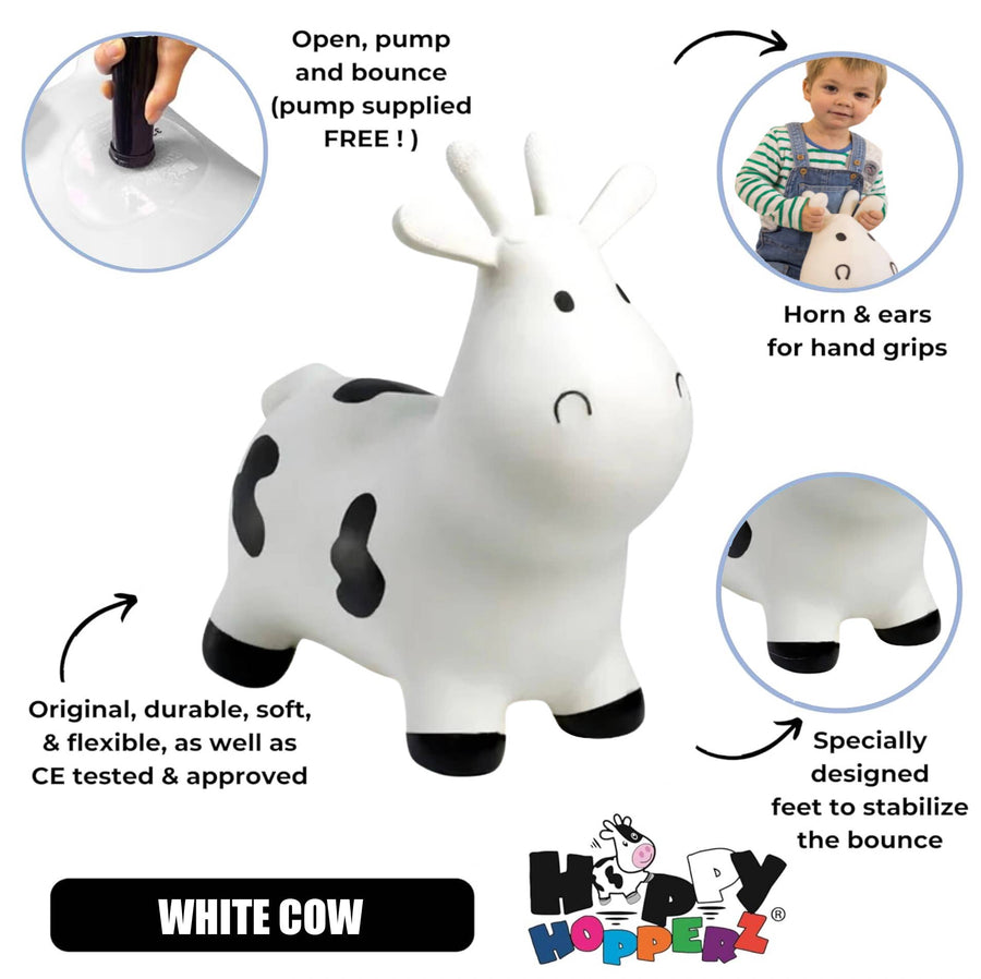 Happy Hopperz WHITE COW- Space Hopper For Little People