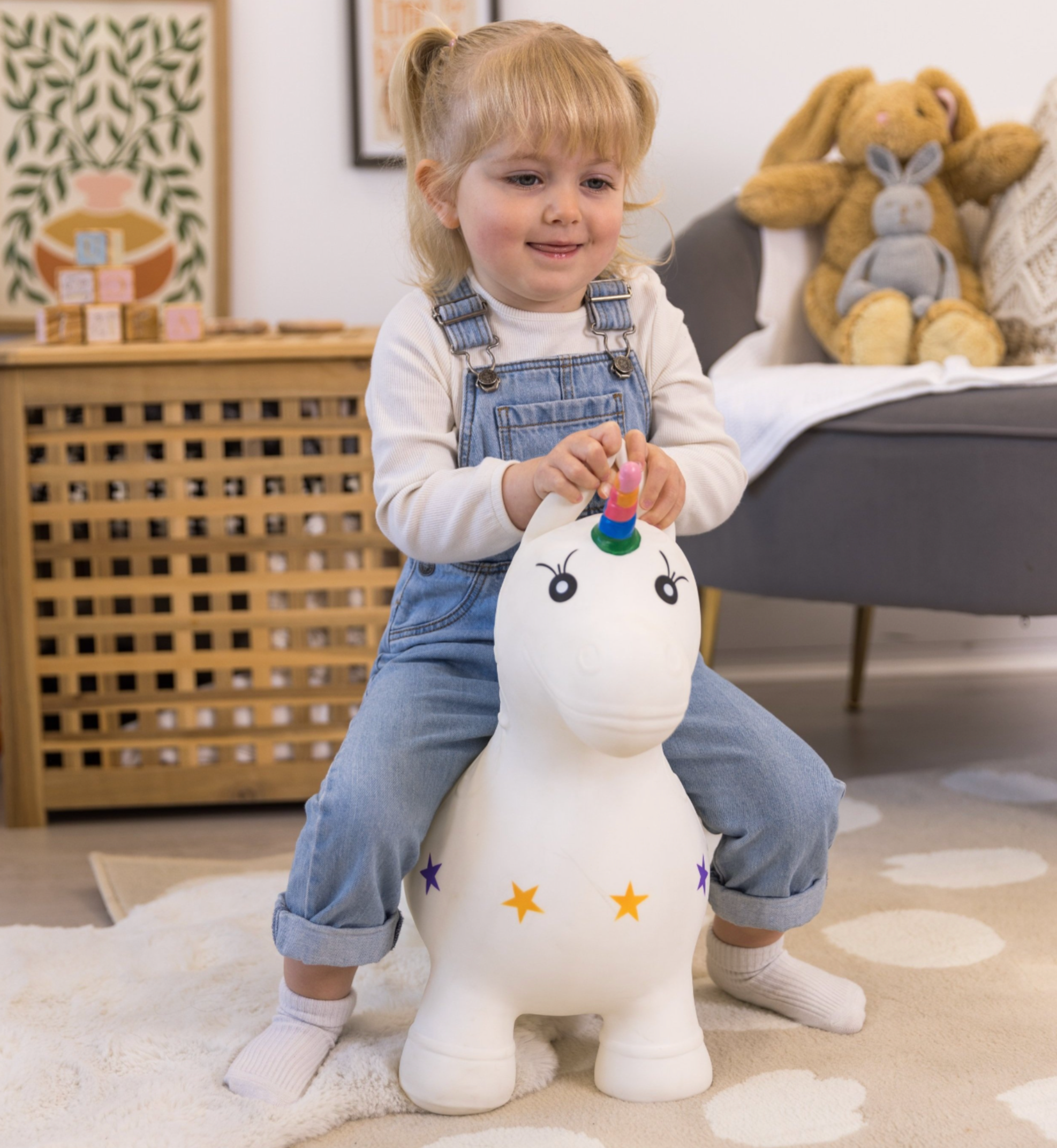 Happy Hopperz WHITE UNICORN - Space Hopper For Little