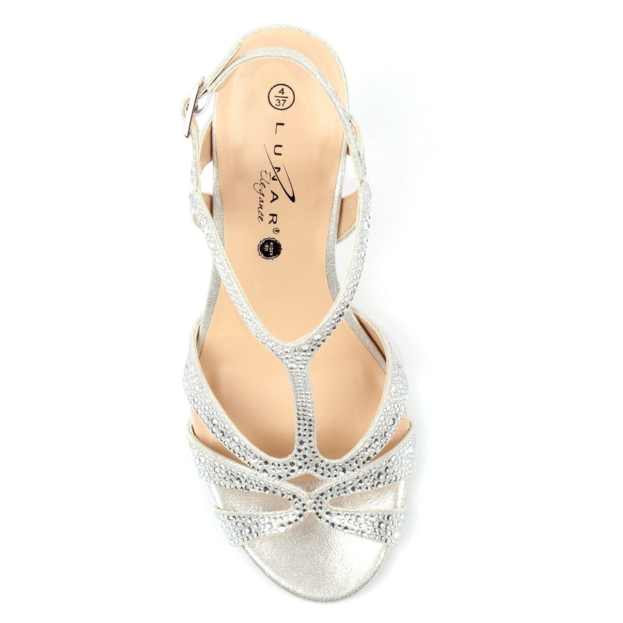 Lunar Francie Wide Fit Silver Evening Sandals