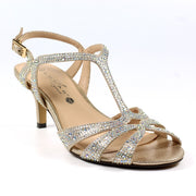 Lunar Francie Wide Fit Gold Evening Sandals