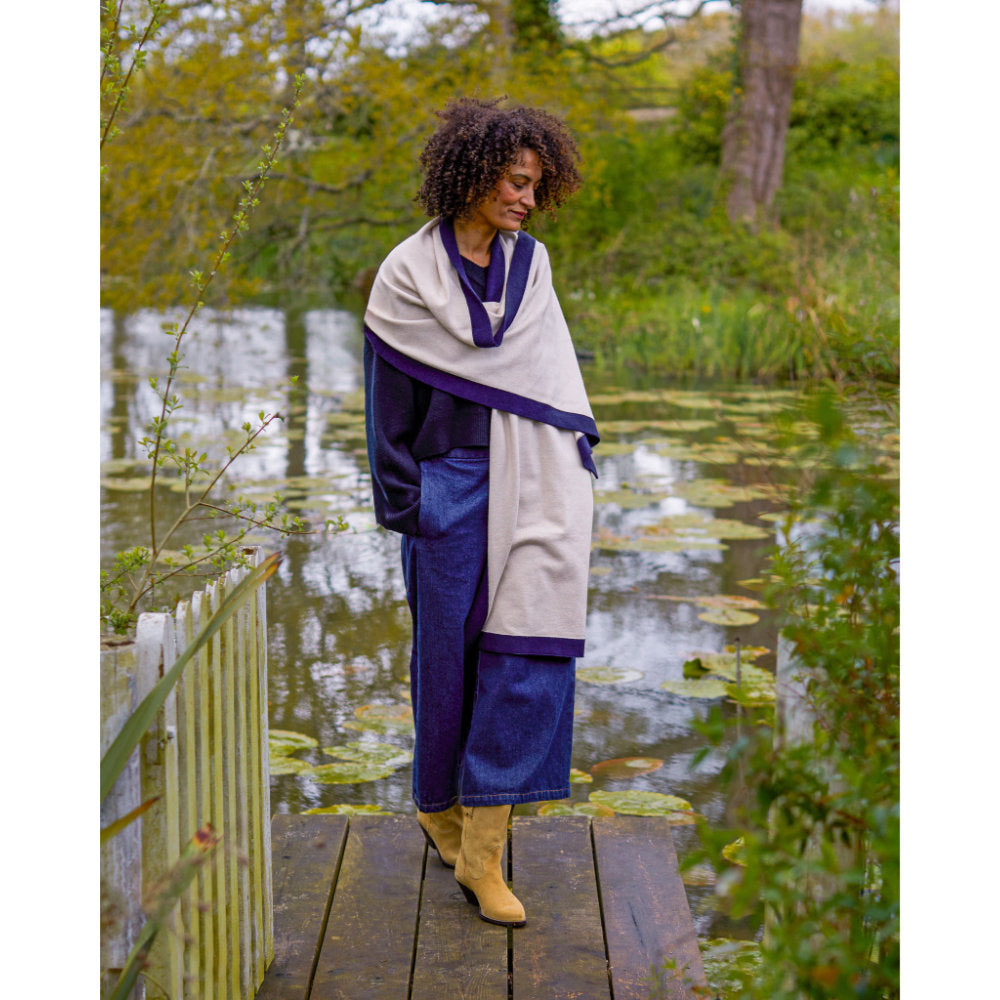 Chalk Joey Scarf - Navy/Cream