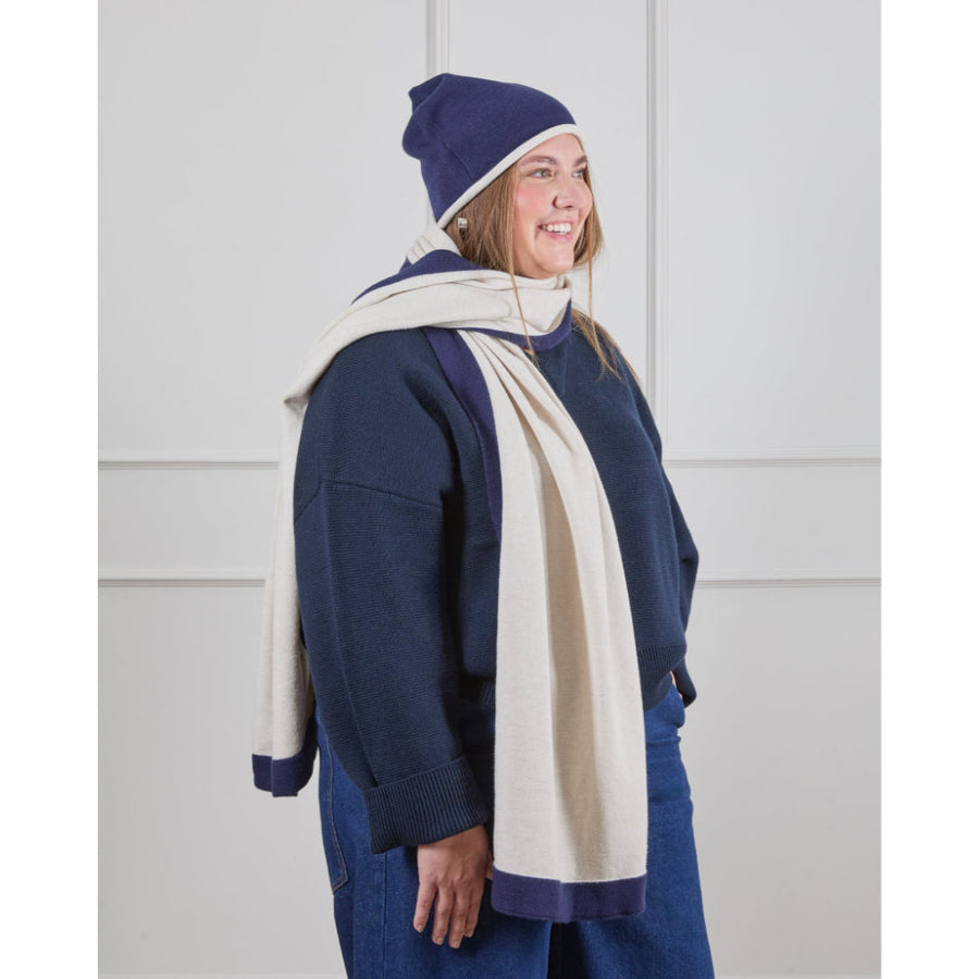 Chalk Joey Scarf - Navy/Cream