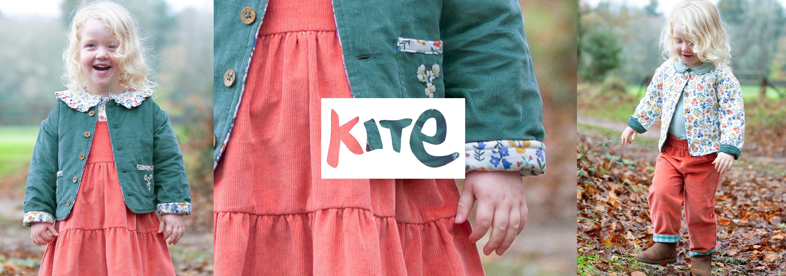 Kite Clothing - three images of a little girl wearing Kite Clothing