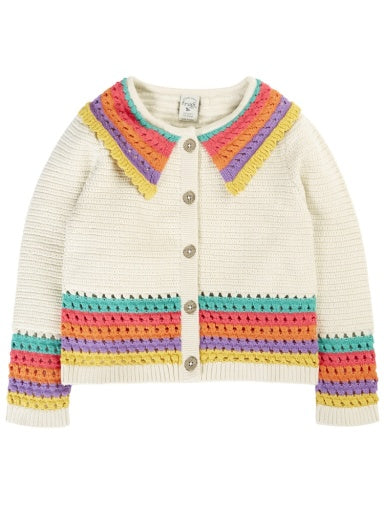 Frugi Aurora Collar Cardigan - Natural/Rainbow