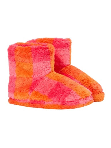 Frugi Cosy Fleece Slippers - Rhubarb Check