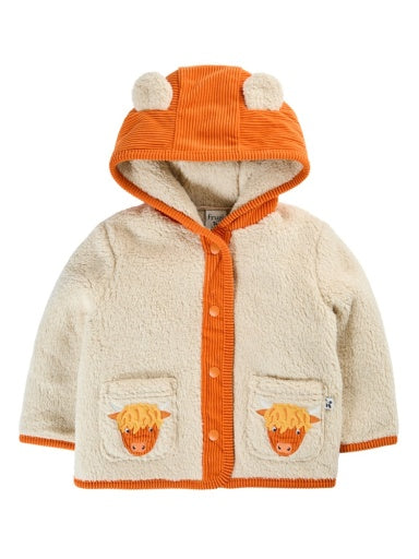 Frugi Rye Fleece Cord Jacket - Moon/Highland Cow